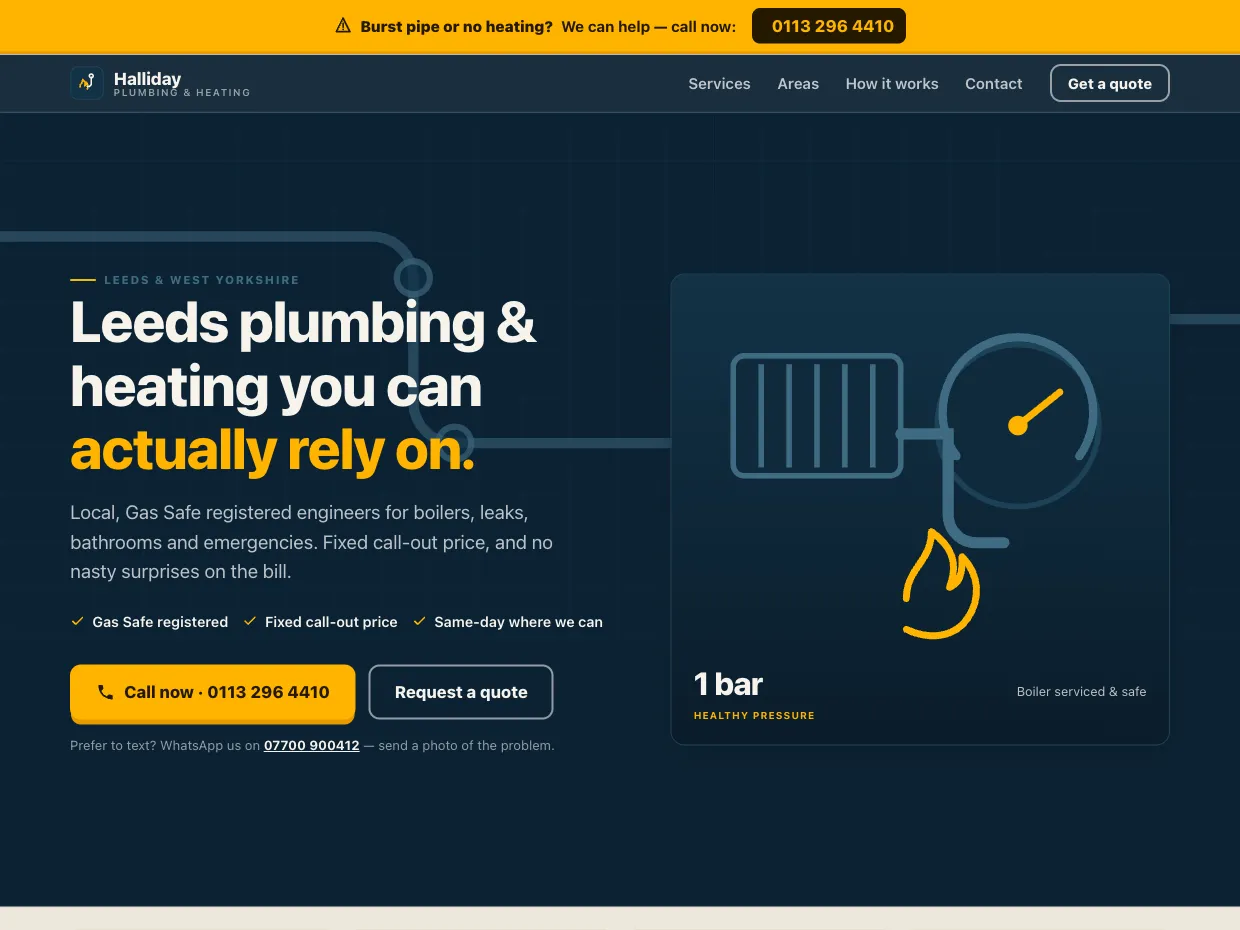 Halliday Plumbing & Heating demo website