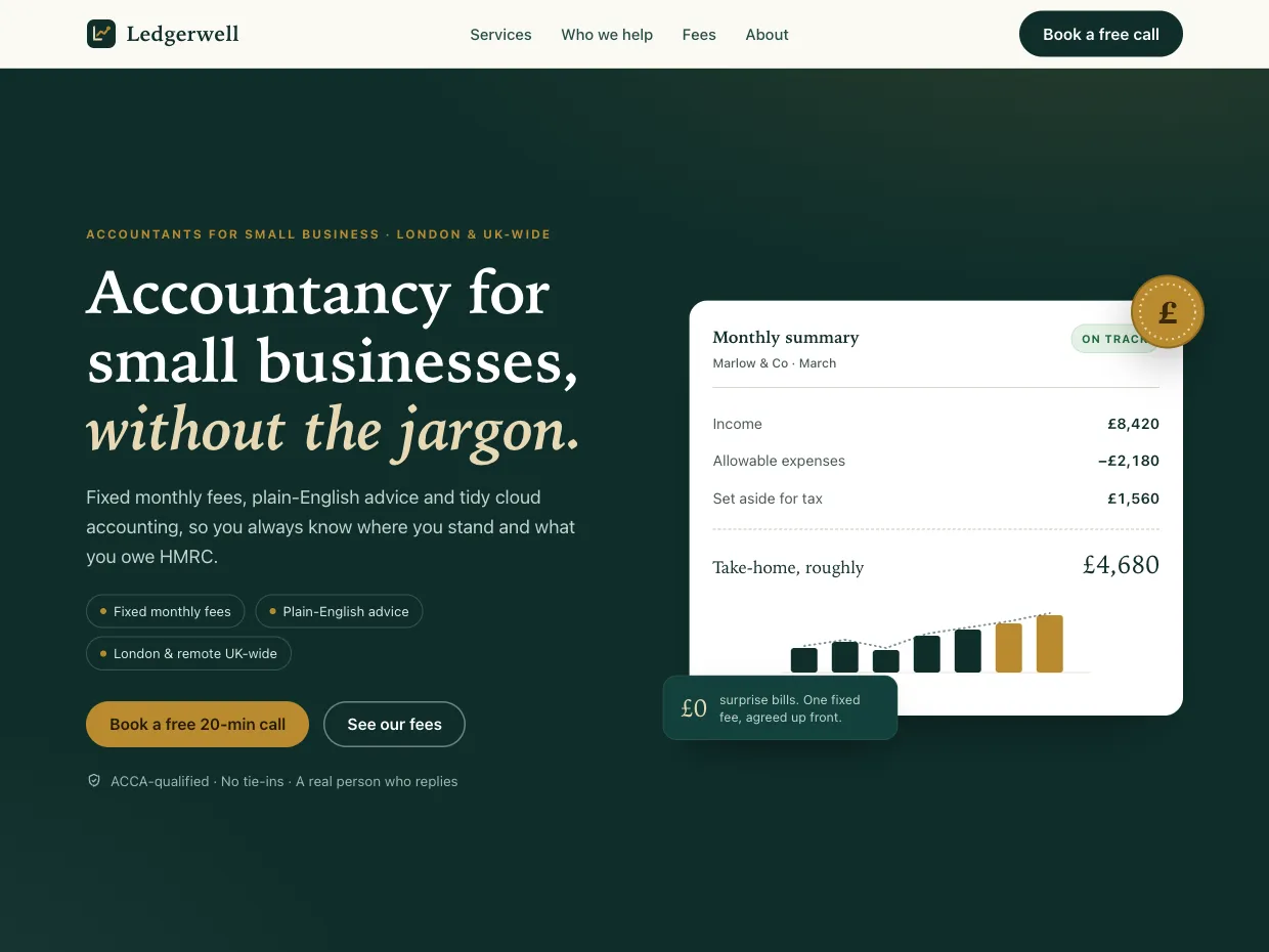Ledgerwell accountants demo website